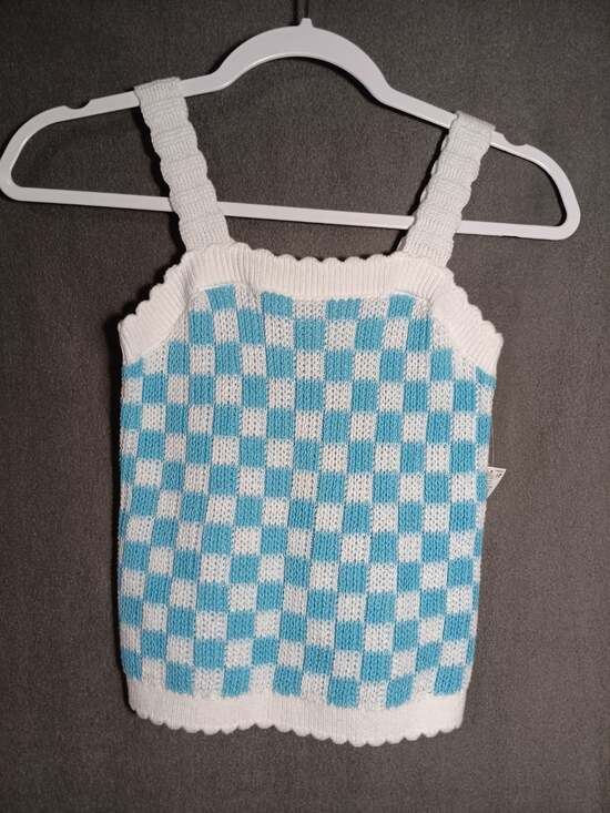Old Navy Other - Old Navy Girls Blue White Checker Sweater Tank Top Medium 8 New NWT